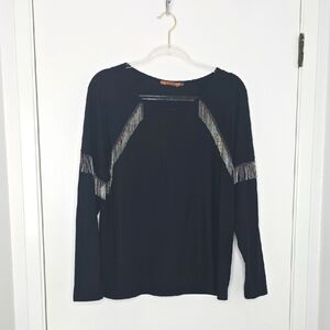 Black Long Sleeve Top with Silver Accents